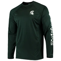 Men's Columbia Green Michigan State Spartans Terminal Tackle Omni-Shade Raglan Long Sleeve T-Shirt