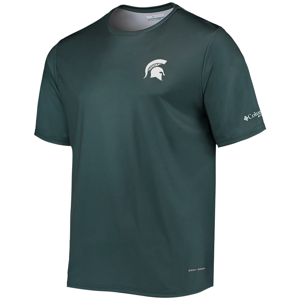 Men's Columbia Green Michigan State Spartans Terminal Tackle Omni-Shade T-Shirt