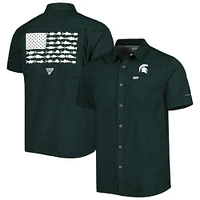 Chemise boutonnée Columbia PFG Michigan State Spartans Slack Tide Camp vert pour homme