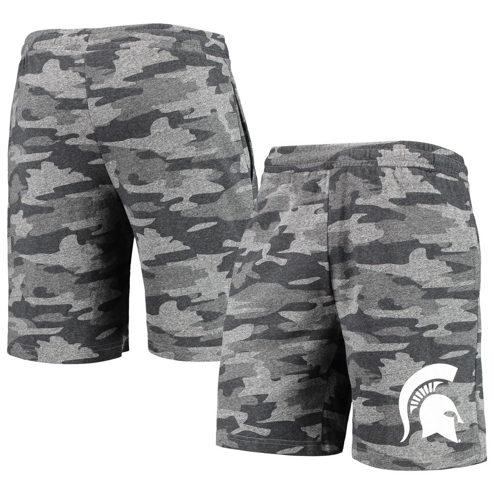 Men's Concepts Sport Charcoal/Gray Michigan State Spartans Camo Backup Terry Jam Lounge Shorts