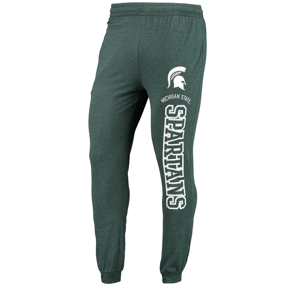 Concepts Sport pour hommes, ensemble t-shirt à capuche et pyjama de jogging, vert/anthracite chiné, Michigan State Spartans Meter