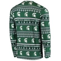 Men's Concepts Sport Green Michigan State Spartans Ugly Sweater Knit Long Sleeve Top and Pant Set