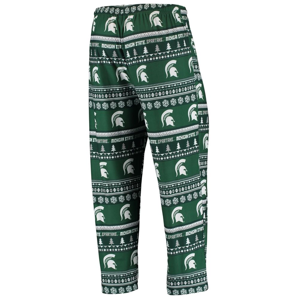 Men's Concepts Sport Green Michigan State Spartans Ugly Sweater Knit Long Sleeve Top and Pant Set