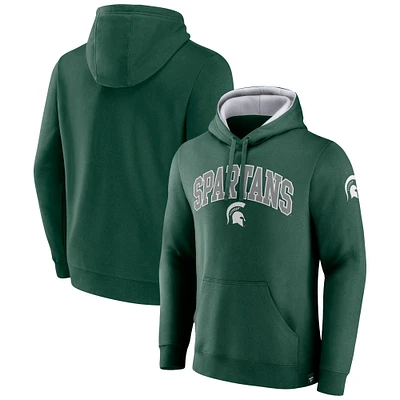 Men's Fanatics Green Michigan State Spartans Arch & Logo Tackle Twill Pullover Hoodie