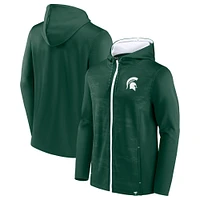 Sweat à capuche entièrement zippé vert Michigan State Spartans Ball Carrier pour hommes