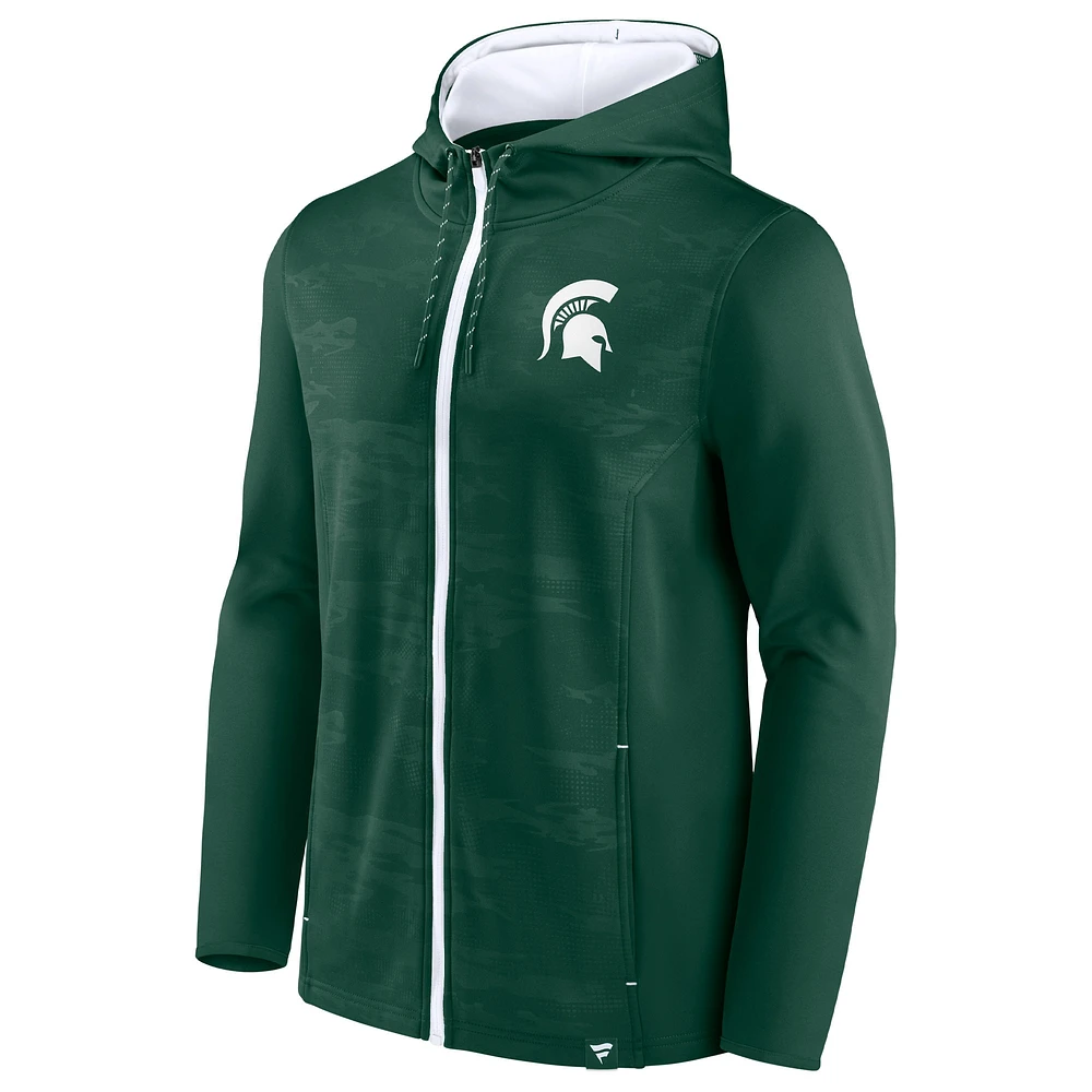 Men's Fanatics Green Michigan State Spartans Ball Carrier Full-Zip Hoodie