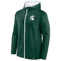 Sweat à capuche entièrement zippé vert Michigan State Spartans Ball Carrier pour hommes