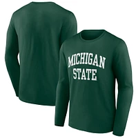 Men's Fanatics Green Michigan State Spartans Basic Arch Long Sleeve T-Shirt