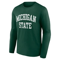 Men's Fanatics Green Michigan State Spartans Basic Arch Long Sleeve T-Shirt