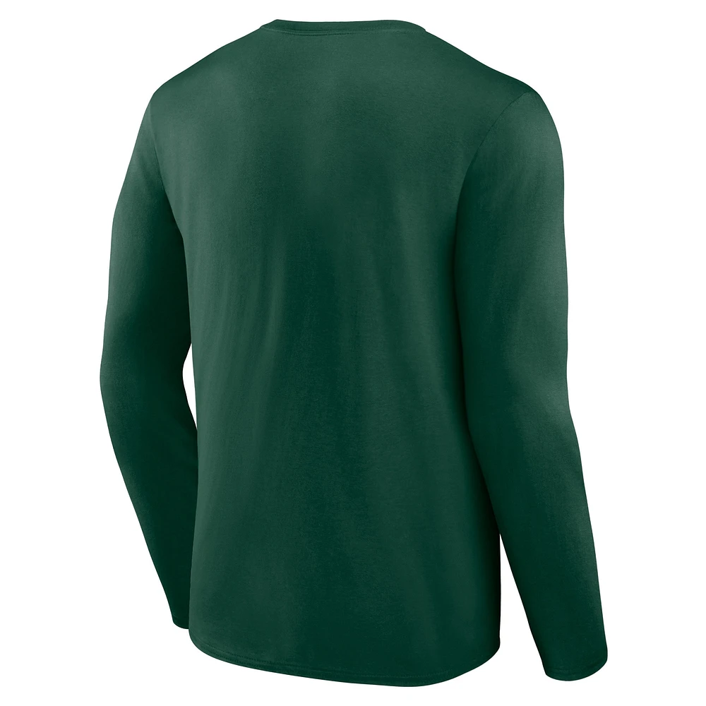 Men's Fanatics Green Michigan State Spartans Basic Arch Long Sleeve T-Shirt