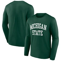 Men's Fanatics Green Michigan State Spartans Basic Arch Long Sleeve T-Shirt