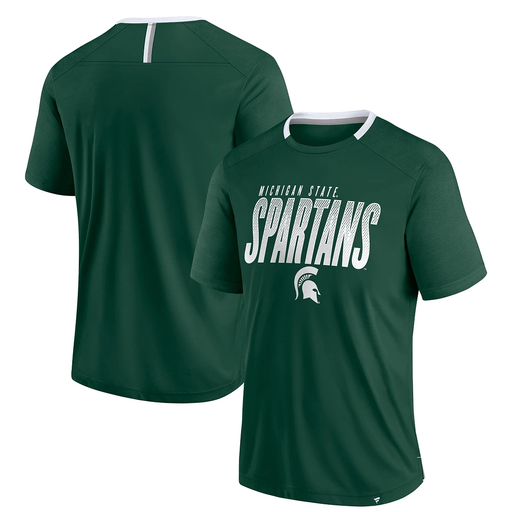 T-shirt vert fanatique pour homme Michigan State Spartans Defender Fade Slant