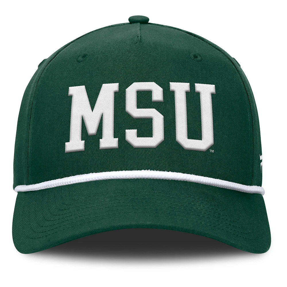Men's Fanatics Green Michigan State Spartans Foul Ball Rope Adjustable Hat