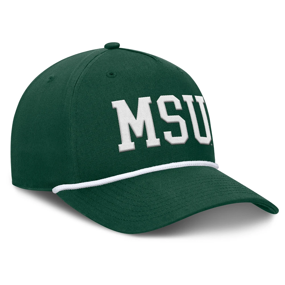 Men's Fanatics Green Michigan State Spartans Foul Ball Rope Adjustable Hat