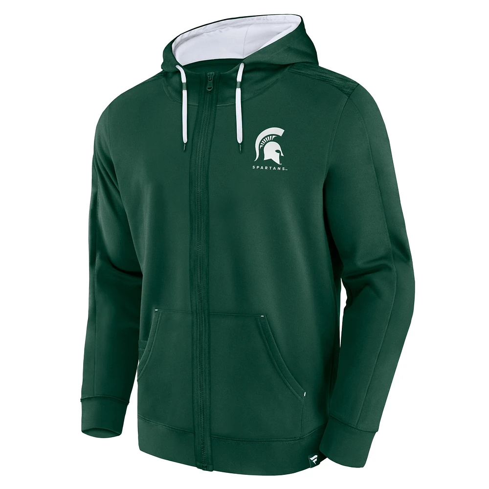 Sweat à capuche entièrement zippé vert Michigan State Spartans Power Index pour hommes