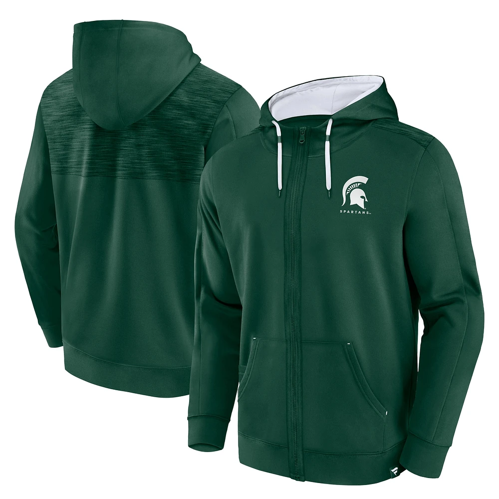 Sweat à capuche entièrement zippé vert Michigan State Spartans Power Index pour hommes