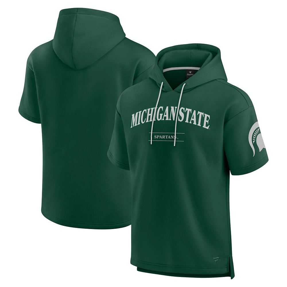 Sweat à capuche manches courtes Fanatics pour hommes, vert, Michigan State Spartans Ready