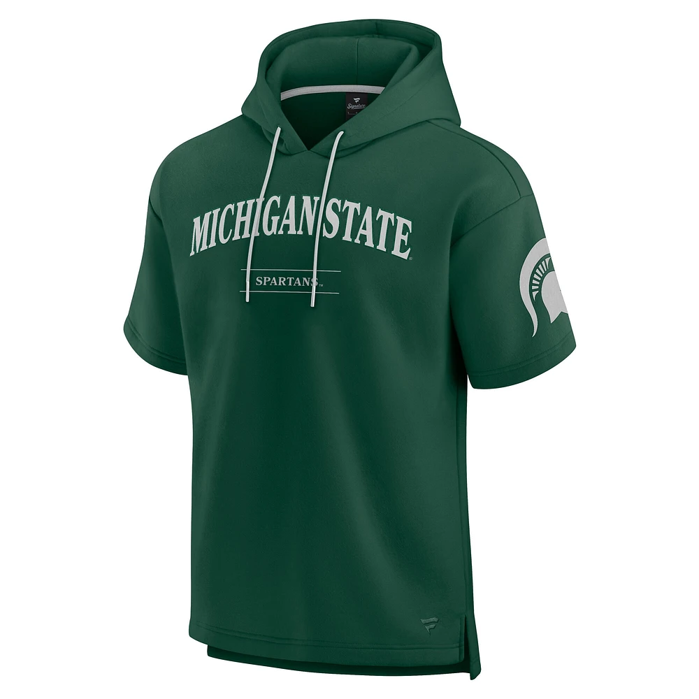 Men's Fanatics Green Michigan State Spartans Ready Short Sleeve Pullover Hoodie