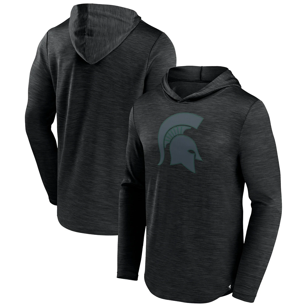 T-shirt à capuche de transition pour hommes marque Fanatics Heather Black Michigan State Spartans