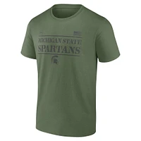 T-shirt d'appréciation militaire OHT Fanatics pour hommes, couleur olive, Michigan State Spartans