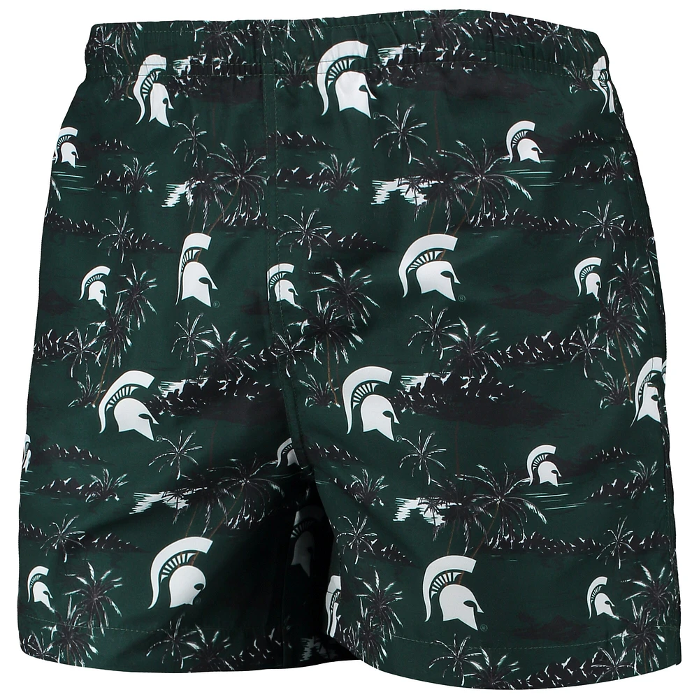 Maillot de bain vert FOCO Michigan State Spartans Island Palm pour hommes