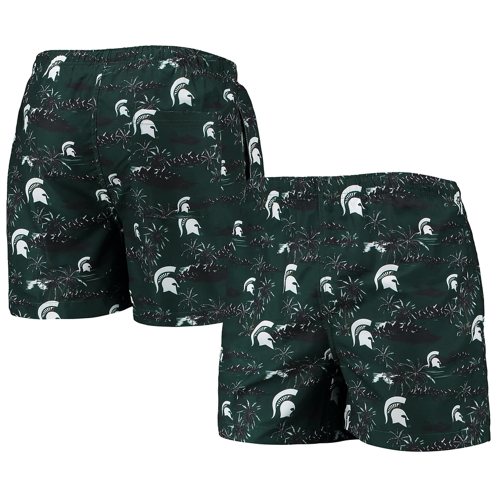 Maillot de bain vert FOCO Michigan State Spartans Island Palm pour hommes