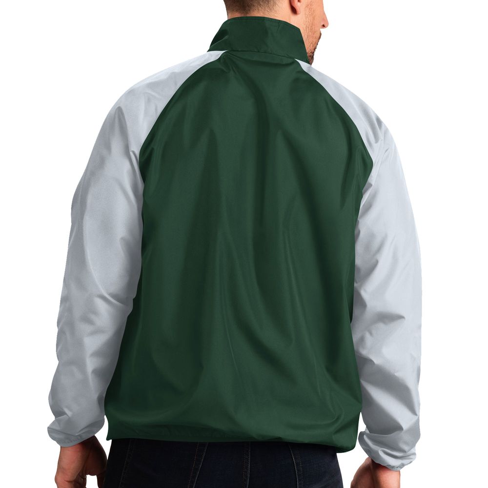 Men's G-III Sports by Carl Banks Green/Gray Michigan State Spartans Point Guard Raglan Half-Zip Jacket