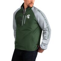 Men's G-III Sports by Carl Banks Green/Gray Michigan State Spartans Point Guard Raglan Half-Zip Jacket