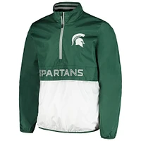 Haut à demi-zip G-III Sports by Carl Banks pour hommes, vert, Michigan State Spartans Cornerman