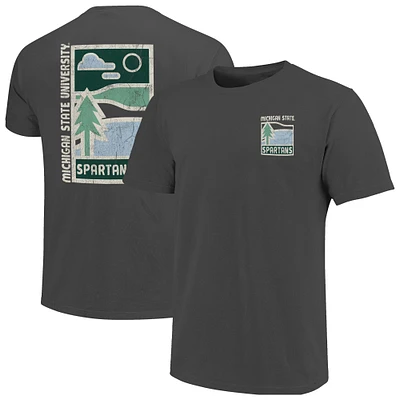 Men's  Graphite Michigan State Spartans Comfort Colors Minimal Vista Distressed Graphics T-Shirt