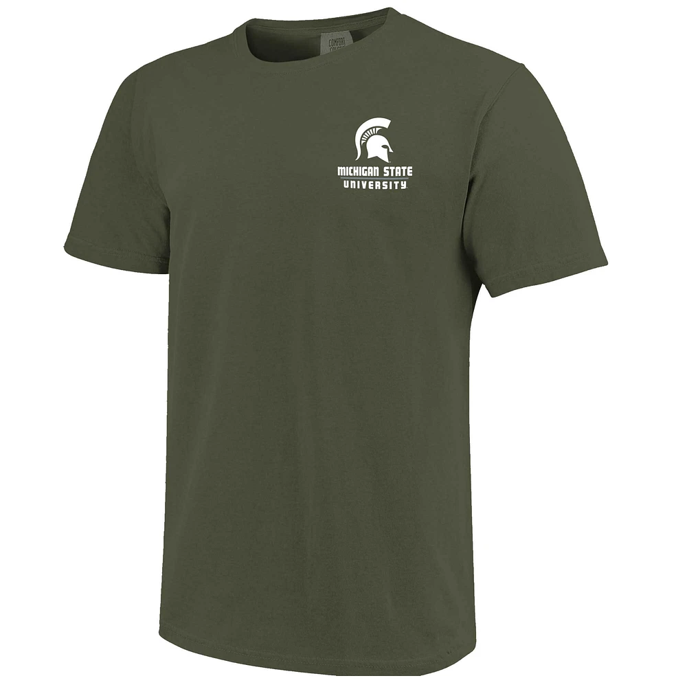 T-shirt rayé vert pour homme Michigan State Spartans Campus Skyline