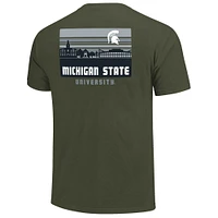 Men's Green Michigan State Spartans Striped Campus Skyline T-Shirt