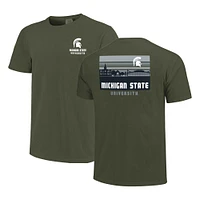 T-shirt rayé vert pour homme Michigan State Spartans Campus Skyline