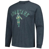 Men's Heather Charcoal Michigan State Spartans Logo Long Sleeve T-Shirt