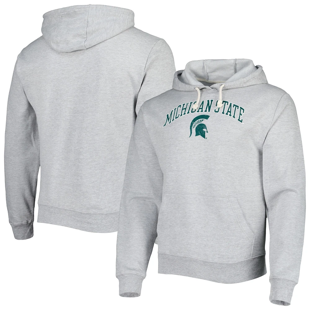 Sweat à capuche essentiel League Collegiate Wear pour hommes, gris chiné, Michigan State Spartans Arch