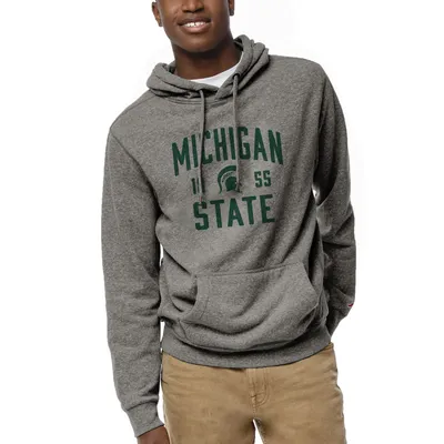 Michigan State Spartans League Collegiate Wear Heritage Tri-Blend Pullover Hoodie - Heather Gray