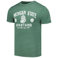 League Collegiate Wear pour hommes Heather Green Michigan State Spartans Bendy Arch Victory Falls T-shirt triple mélange