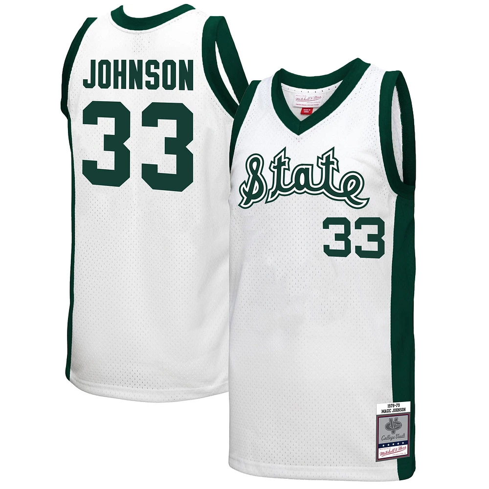 Maillot Swingman Mitchell & Ness Magic Johnson blanc Michigan State Spartans 1978 pour hommes