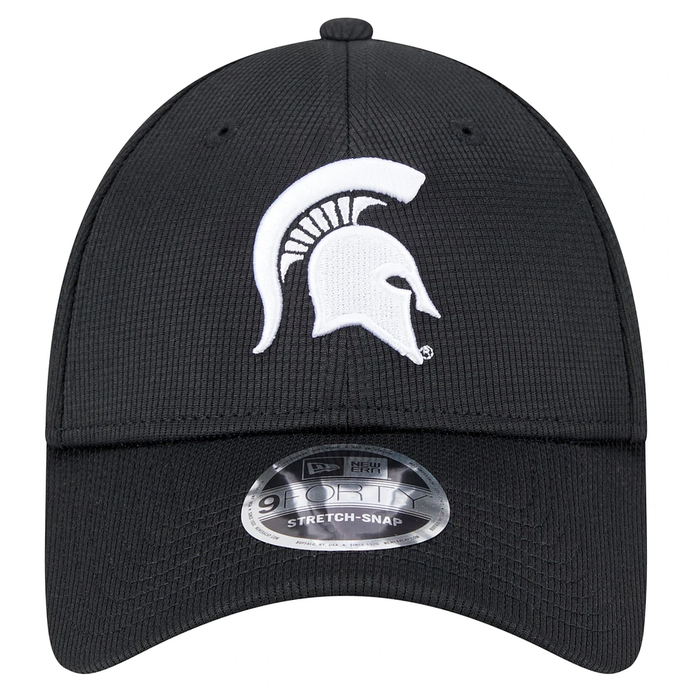 Men's New Era Black Michigan State Spartans Pivot 9FORTY Stretch-Snap Adjustable Hat