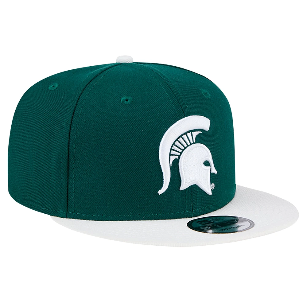 Men's New Era Forest Green Michigan State Spartans Two-Tone 9FIFTY Snapback Hat