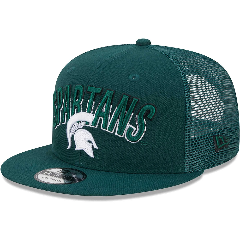 Men's New Era Green Michigan State Spartans Grade Trucker 9FIFTY Snapback Hat