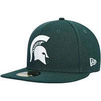 Casquette ajustée 59FIFTY verte avec écusson Michigan State Spartans New Era pour homme