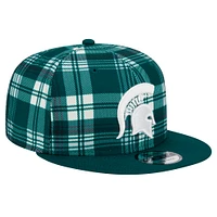 Men's New Era Green Michigan State Spartans Plaid 9FIFTY Snapback Hat