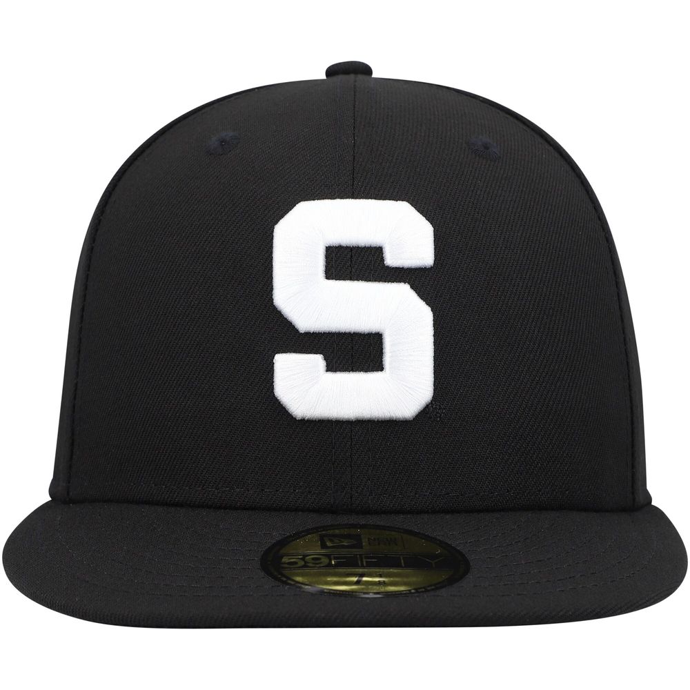 Men's New Era Michigan State Spartans Black & White 59FIFTY Fitted Hat