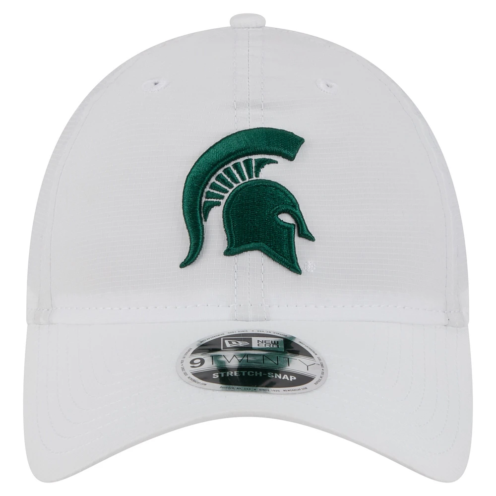 Casquette ajustable New Era blanche Michigan State Spartans Active Ripstop 9TWENTY pour homme