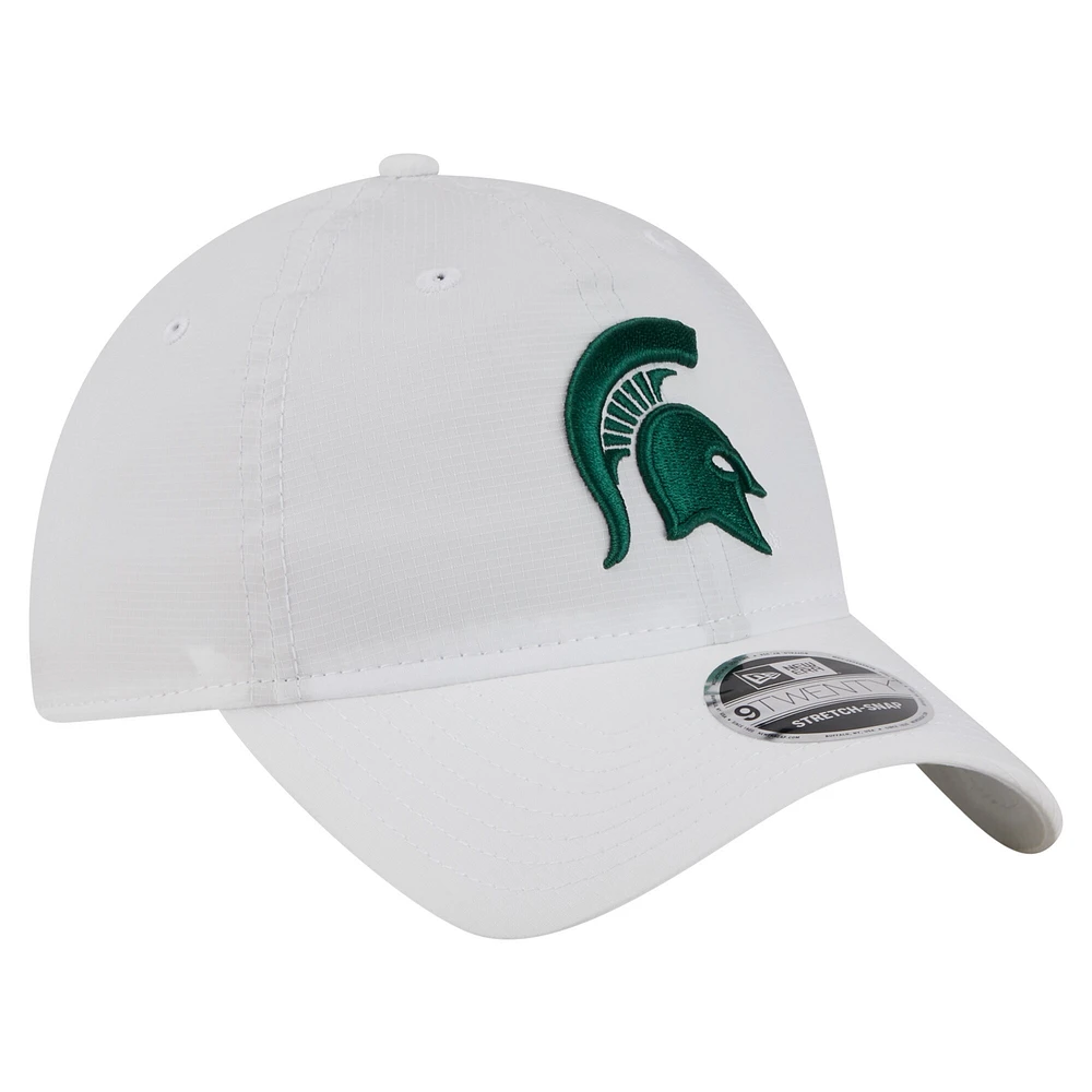 Casquette ajustable New Era blanche Michigan State Spartans Active Ripstop 9TWENTY pour homme