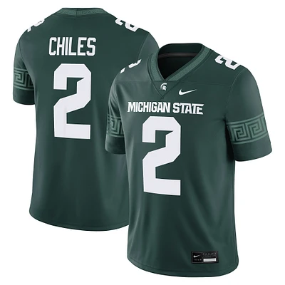 Men's Nike Aidan Chiles Green Michigan State Spartans NIL Football Game Jersey