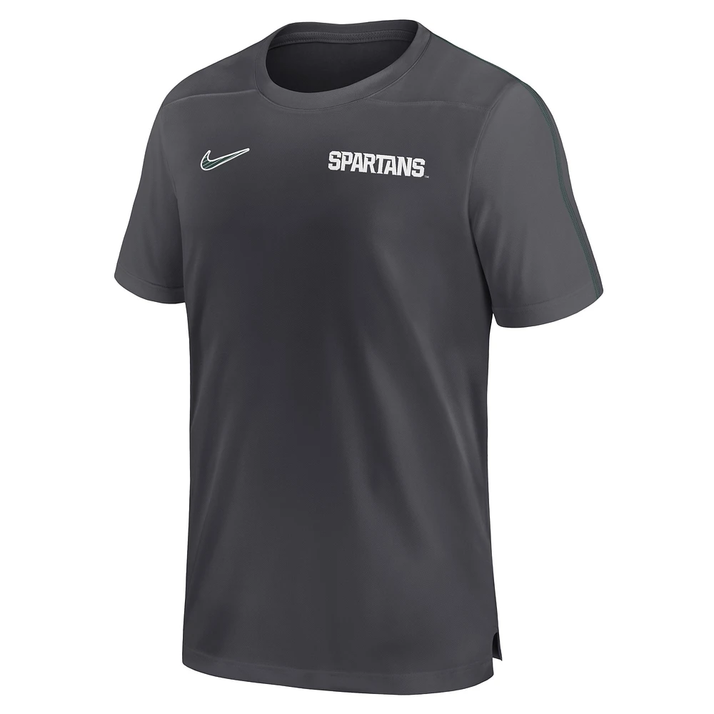 Men's Nike Anthracite Michigan State Spartans 2024 Sideline Coach Performance Top