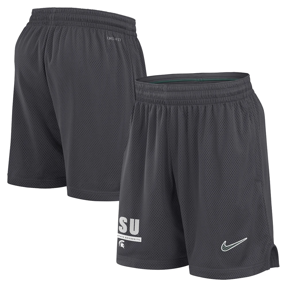 Short Nike Anthracite Michigan State Spartans 2024 Sideline Performance Mesh pour homme