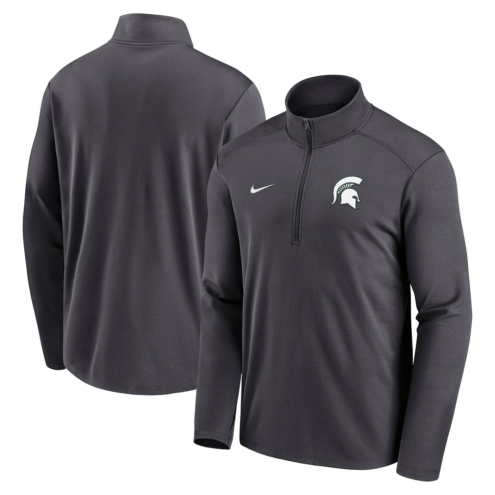 Haut à demi-zip Nike Anthracite Michigan State Spartans Primetime Pacer Performance pour homme